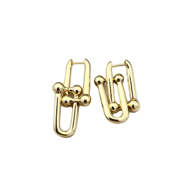 Interlocking U Link Stud Earrings Fashion Women Ear Jewelry