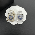 Perfume Bottle Brooch – Crystal Pavé, Blue Heart