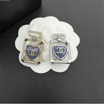 Perfume Bottle Brooch – Crystal Pavé, Blue Heart