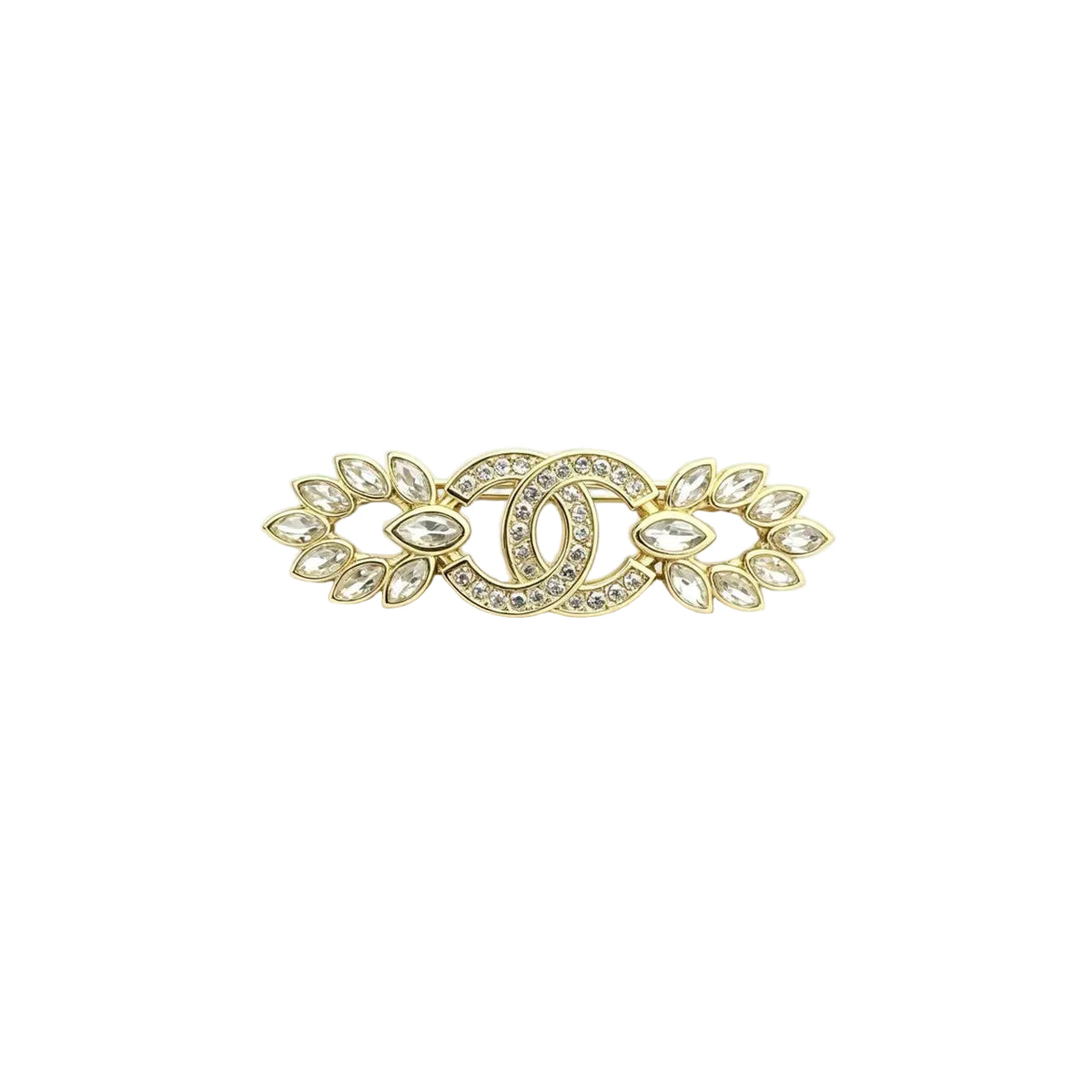 Interlocking C Bar Brooch – Pavé Crystals & Marquise Leaf Stones
